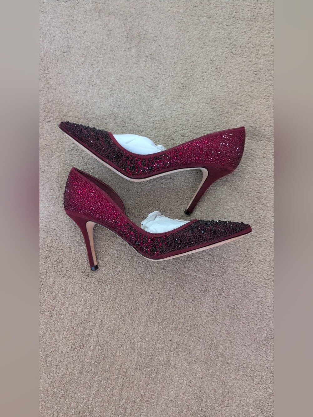 White House Black Market Ella Grenadine Sequin Red Heels